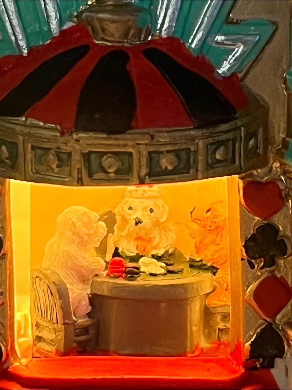 Lighted Casino K-9 Poker Night Dogs Christmas Village Decor
